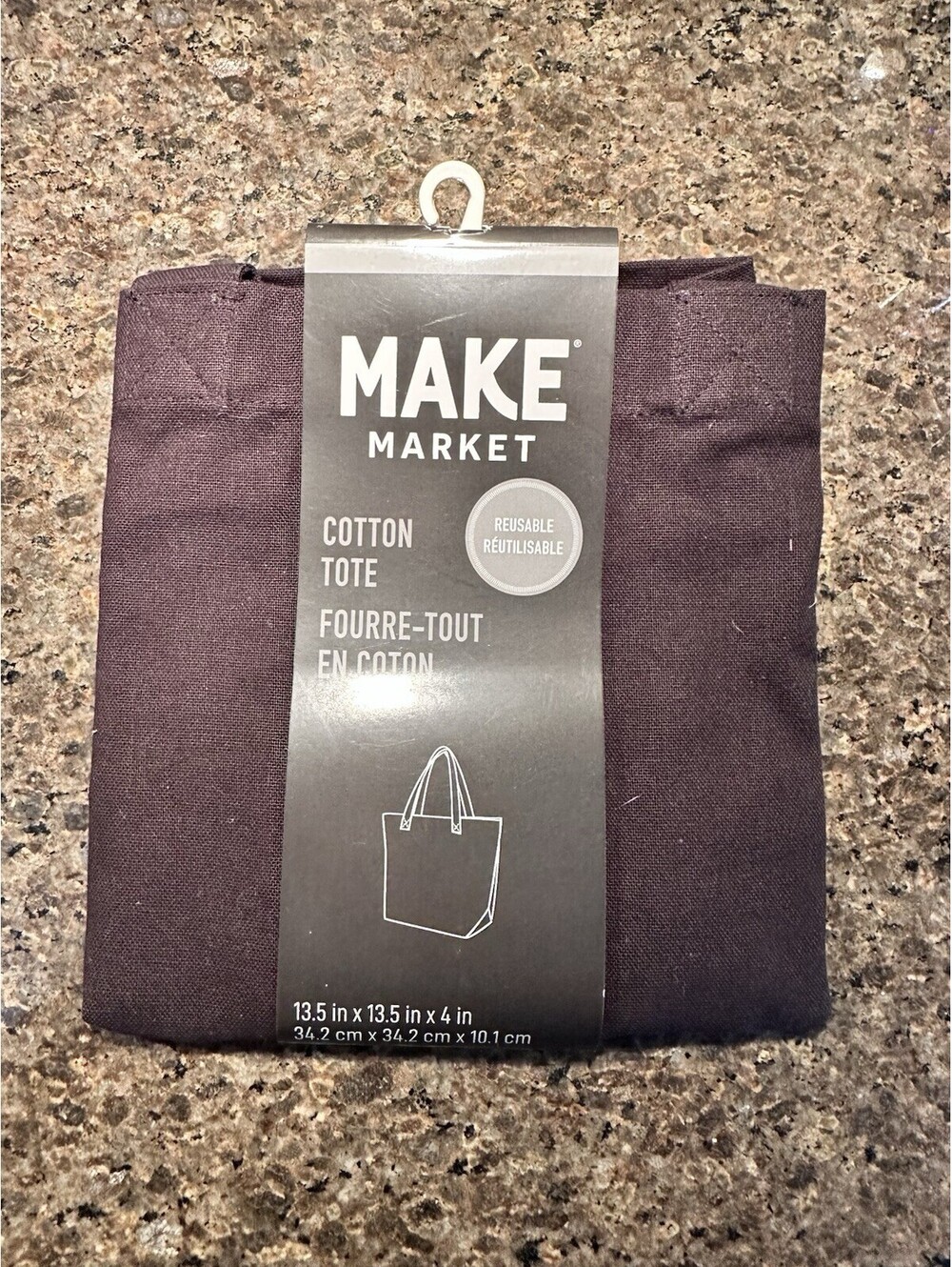 Make Market Reusable Cotton Tote Bag Black 13.5x13.5x4 DIY Craft NEW